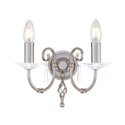 Elstead Aegean 2 Light Indoor Candle Wall Light Polished NickelE14