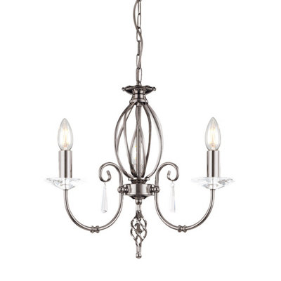 Elstead Aegean Chandelier 3 Light Polished Nickel FinishE14