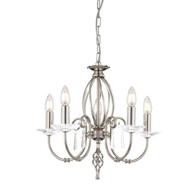 B&Q -  Elstead Aegean 5 Light Chandelier Polished Nickel FinishE14
