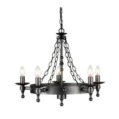 Elstead Warwick 5 Light Chandelier Graphite Black FinishE14 from B&Q