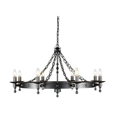 Elstead Warwick 8 Light Chandelier Graphite Black FinishE14 from B&Q