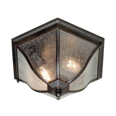 Luminosa Lighting Elstead New England 2 Light Medium Outdoor Flush Ceiling Lantern Weathered Bronze Ip44E27 from B&Q