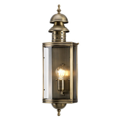 Elstead Downing Street 1 Light Outdoor Wall Lantern Light Solid Brass Ip44E27