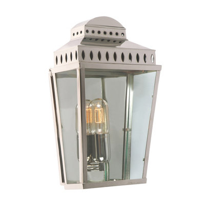 Elstead Mansion House 1 Light Outdoor Flush Lantern Light Polished Nickel Ip44E27