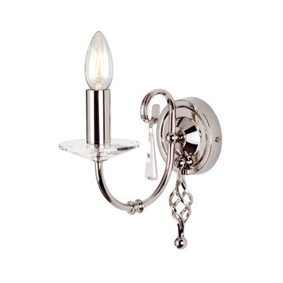 Elstead Aegean 1 Light Indoor Candle Wall Light Polished NickelE14 from B&Q
