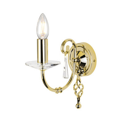 Elstead Aegean 1 Light Indoor Candle Wall Light Polished BrassE14 from B&Q