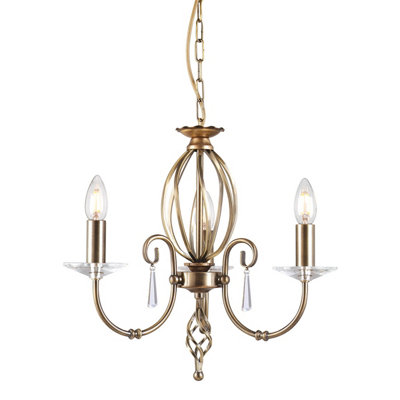 Elstead Aegean Chandelier 3 Light Aged Brass FinishE14