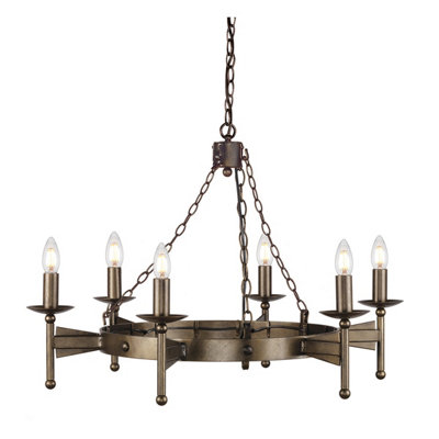Elstead Cromwell 6 Light Chandelier Old Bronze FinishE14
