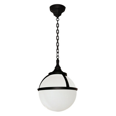 Luminosa Ing Elstead Glenbeigh 1 Outdoor Globe Ceiling Chain Lantern Ip44, E27 Light/Black
