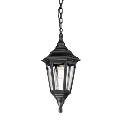 Luminosa Lighting Elstead Kinsale 1 Light Outdoor Coastal Ceiling Chain Lantern Black Ip43E27