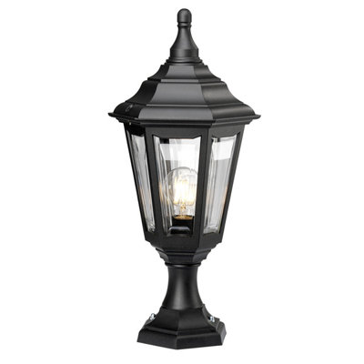 Elstead Kinsale 1 Light Outdoor Coastal Pedestal Lantern Black Ip44E27 from B&Q