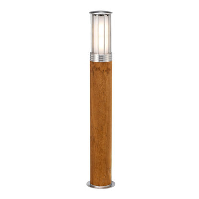 Luminosa Lighting Elstead Hornsea Outdoor Bollard Teak With 316 Stainless SteelIp55