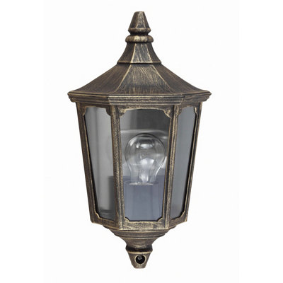 B&Q -  Cricklade 1 Light Outdoor Wall Half Lantern Light BlackGold Ip44E27
