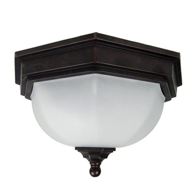 Elstead Fairford 2 Light Bathroom Flush Ceiling Lantern Bronze Ip44E27 from B&Q