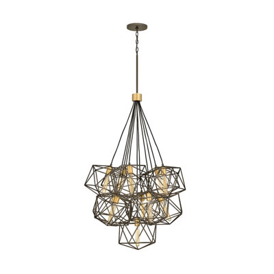 B&Q -  Luminosa Hinkley Astrid Cluster Pendant Ceiling Light Metallic Matte Bronze With Deluxe Gold Accents-