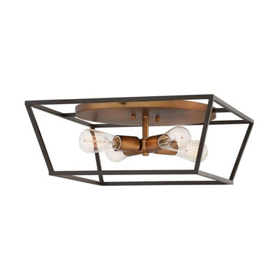 Luminosa Lighting Elstead Hinkley Fulton Multi Arm Semi Flush Ceiling Lamp Bronze With Heirloom Brass Accents from B&Q