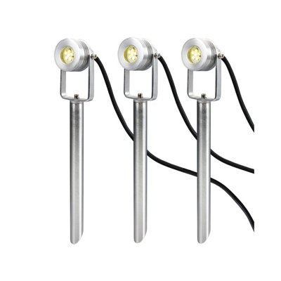 Elstead Lighting Spennymoor Starter Kit Including 3 X 12V Spotlights3 X Spikes6M Cable & 12V TransformerAnodised Aluminium from B&Q
