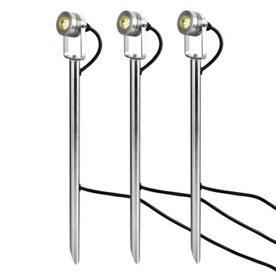 Elstead Lighting Spennymoor Starter Kit Including 3 X 12V Spotlights3 X Poles6M Cable & 12V TransformerAnodised Aluminium from B&Q