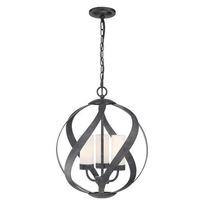 Luminosa Lighting Luminosa Quoizel Blacksmith Spherical Pendant Ceiling Light Old BlackIp44 from B&Q