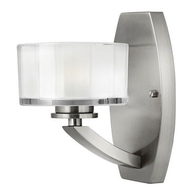 Elstead Meridian 1 Light Wall Light Brushed Nickel Glass ShadeG9 from B&Q