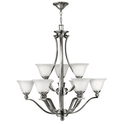 Elstead Bolla 9 Light Multi Arm Chandelier Brushed Nickel FinishE27 from B&Q