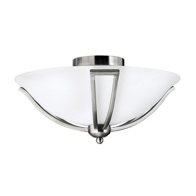 Luminosa Ing Elstead Bolla 2 Flush Ceiling Brushed Nickel, E27 Light