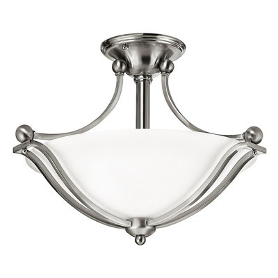 Elstead Bolla 2 Light Semi Flush Ceiling Light Brushed NickelE27 from B&Q