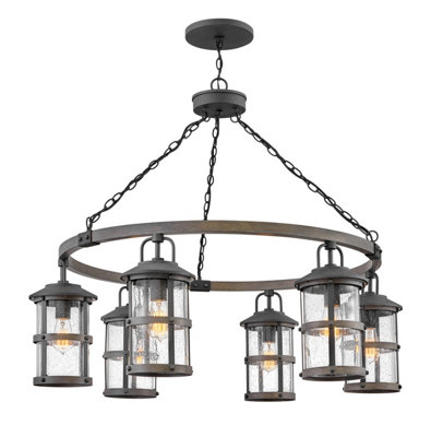 Luminosa Lighting Luminosa Hinkley Lakehouse Outdoor Pendant Ceiling Light Aged Zinc With Driftwood GreyIp44 from B&Q