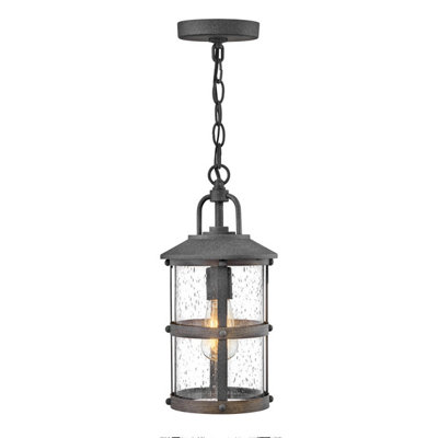 Luminosa Lighting Luminosa Hinkley Lakehouse Outdoor Pendant Ceiling Light Aged Zinc With Driftwood GreyIp44 from B&Q
