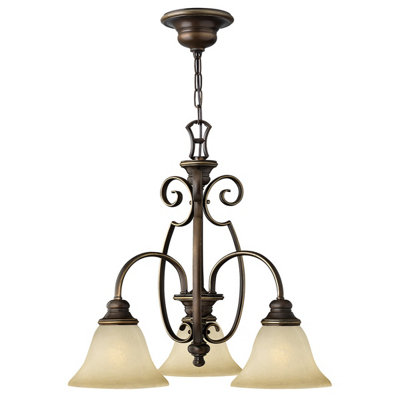Elstead Cello Multi Arm Chandelier 3 Light Antique Bronze FinishE27 from B&Q