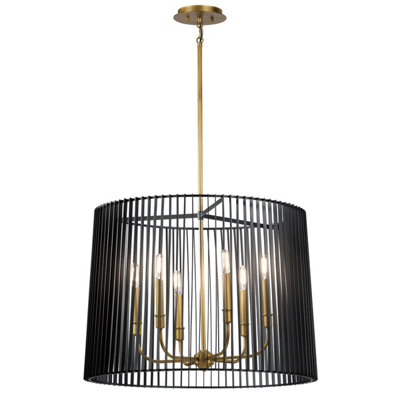 Luminosa Lighting Luminosa Kichler Linara Wire Frame Pendant Ceiling Light Black & Natural Brass from B&Q