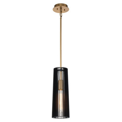 Luminosa Lighting Luminosa Kichler Linara Slim Pendant Ceiling Light Black & Natural Brass from B&Q