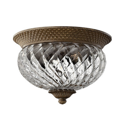 Elstead Plantation 2 Light Small Semi Flush Ceiling Light Pearl BronzeE27 from B&Q