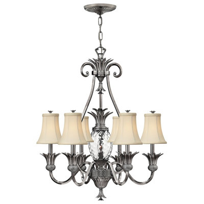 Elstead Plantation 7 Light Multi Arm Chandelier Polished Nickel FinishE14