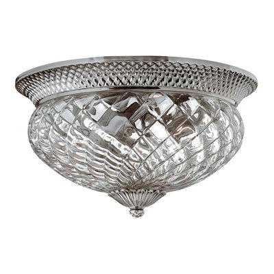 Elstead Plantation 3 Light Large Semi Flush Ceiling Light Polished Antique NickelE27 from B&Q