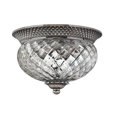 Elstead Plantation 2 Light Small Semi Flush Ceiling Light Polished Antique NickelE27 from B&Q