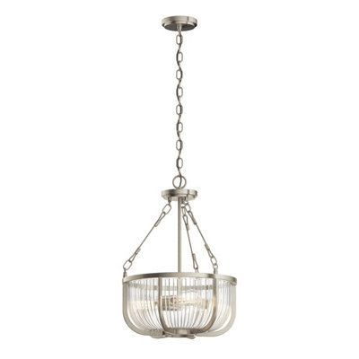 Luminosa Lighting Luminosa Kichler Roux Cylindrical Pendant Ceiling Light Brushed Nickel from B&Q