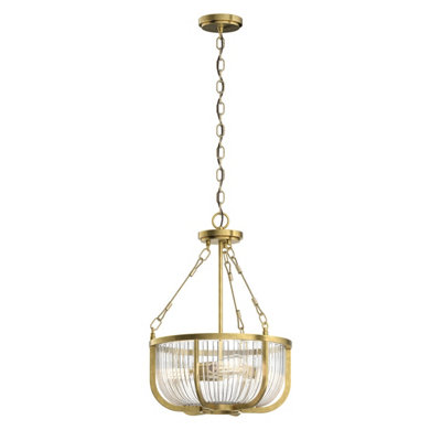 Luminosa Lighting Luminosa Kichler Roux Cylindrical Pendant Ceiling Light Natural Brass from B&Q