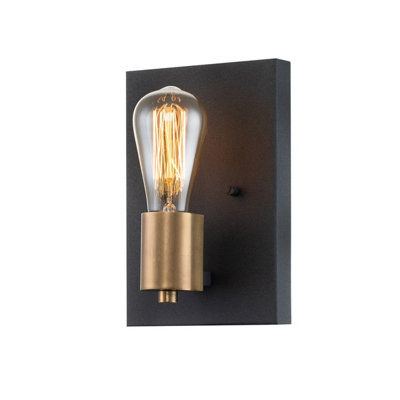 Luminosa Lighting Luminosa Hinkley Silas Wall Lamp Aged Zinc & Heritage Brass from B&Q