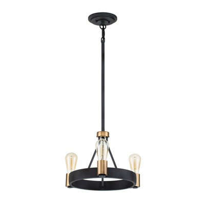 Luminosa Lighting Luminosa Hinkley Silas Cylindrical Pendant Ceiling Light Aged Zinc & Heritage Brass from B&Q