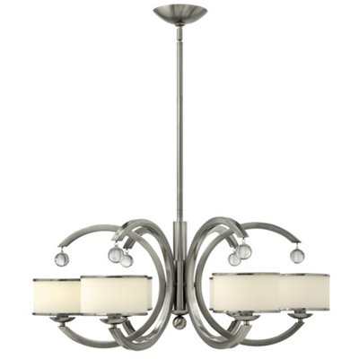 Elstead Lighting Luminosa Hinkley Monaco Pendant Multi Arm With Shade 6X E14 Light Brushed Nickel from B&Q