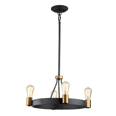 Luminosa Lighting Luminosa Hinkley Silas Cylindrical Pendant Ceiling Light Aged Zinc & Heritage Brass from B&Q