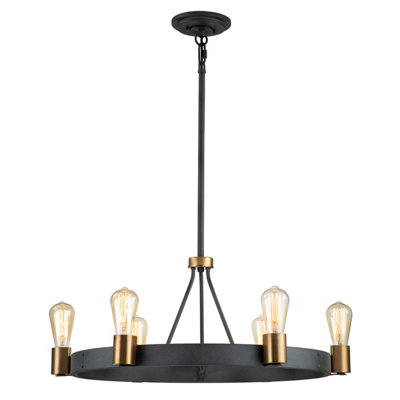 Luminosa Lighting Luminosa Hinkley Silas Cylindrical Pendant Ceiling Light Aged Zinc & Heritage Brass from B&Q