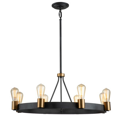 Luminosa Lighting Luminosa Hinkley Silas Cylindrical Pendant Ceiling Light Aged Zinc & Heritage Brass from B&Q