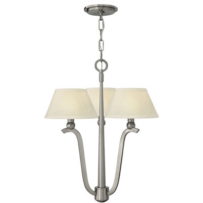 Luminosa Ing Elstead Hinkley Whitney 3 Arm Pendant With Shade 3X E14 Brushed Nickel Light