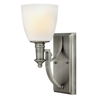 Elstead Truman 1 Light Wall Light Antique Nickel Glass ShadeE27 from B&Q