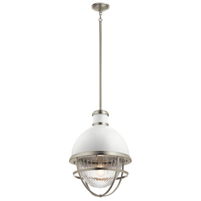 Luminosa Lighting Luminosa Kichler Tollis Globe Pendant Ceiling Light Brushed Nickel & White from B&Q