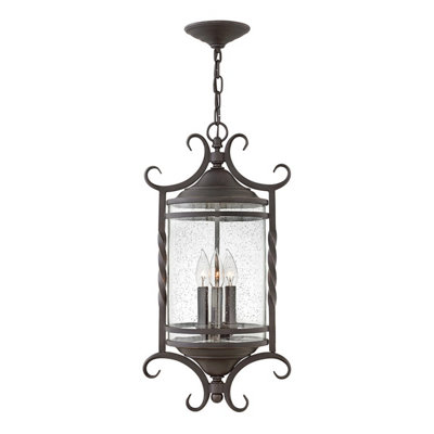 Luminosa Lighting Elstead Hinkley Casa Outdoor 3 Light Chain Lantern Olde Black Ip44