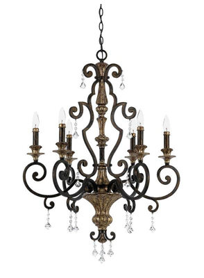 Elstead Marquette 6 Light Chandelier Antique Bronze FinishE14 from B&Q