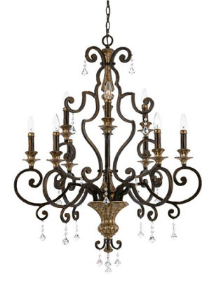 Elstead Marquette 9 Light Chandelier Antique Bronze FinishE14 from B&Q